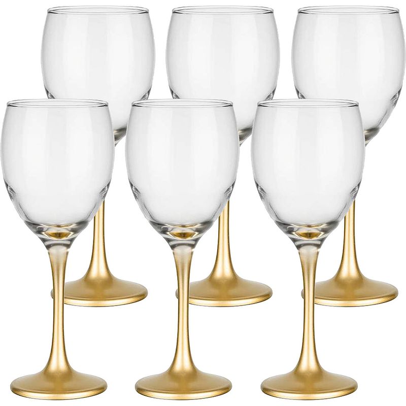 Foto van Glasmark wijnglazen - 12x - gold collection - 300 ml - glas - wijnglazen