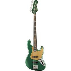 Foto van Fender american ultra jazz bass mystic pine green eb elektrische basgitaar met koffer