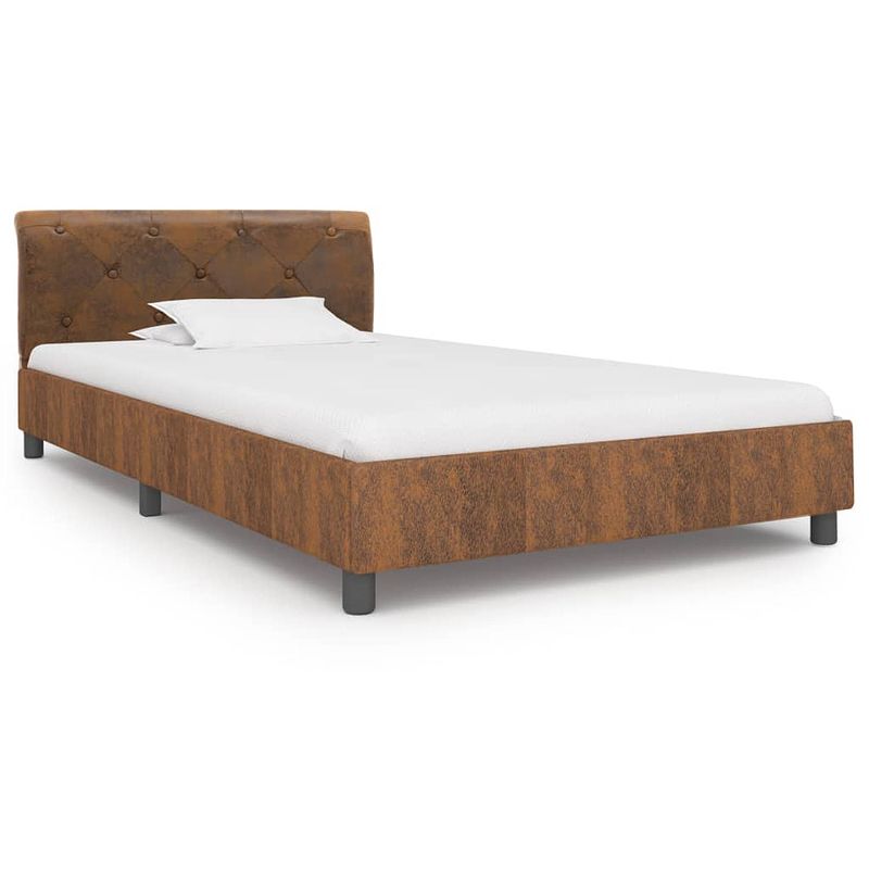 Foto van The living store bedframe - klassiek bruin - 212x104x64 cm - geschikt voor 100x200 cm matras - gemaakt van hout en mdf