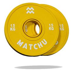 Foto van Matchu sports fractional plate 1.5 kg - 2 stuks - geel - rubber