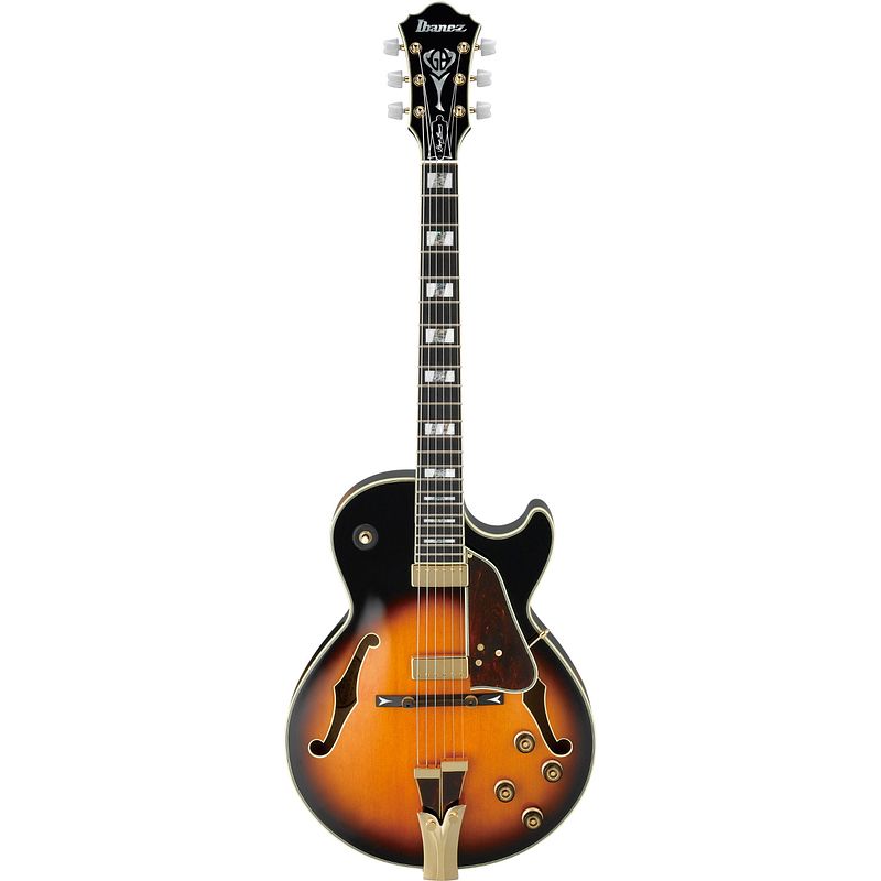 Foto van Ibanez gb10-bs george benson signature brown sunburst