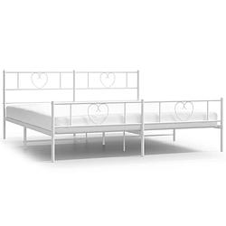 Foto van Vidaxl bedframe met hoofd- en voeteneinde metaal wit 183x213 cm