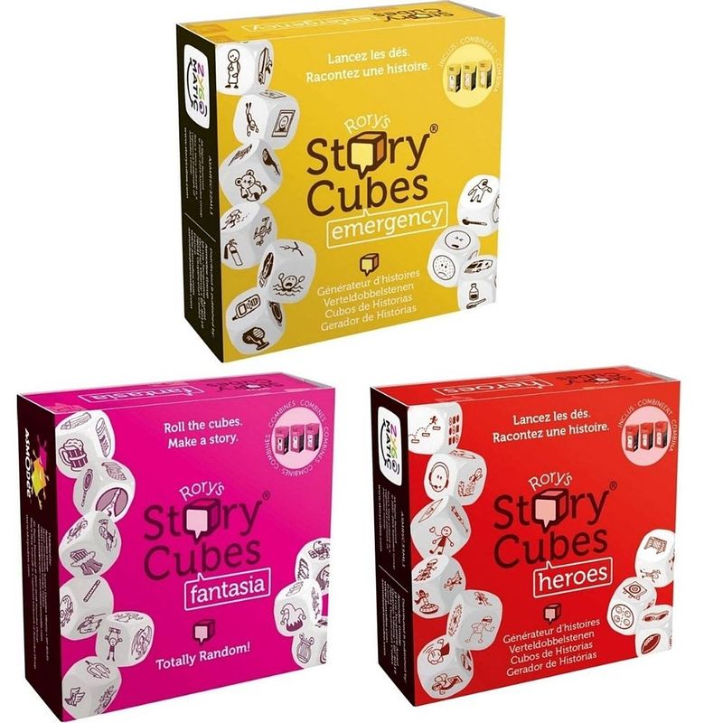 Foto van Spellenbundel - dobbelspel - 3 stuks - rory's story cubes fantasia, emergency & heroes