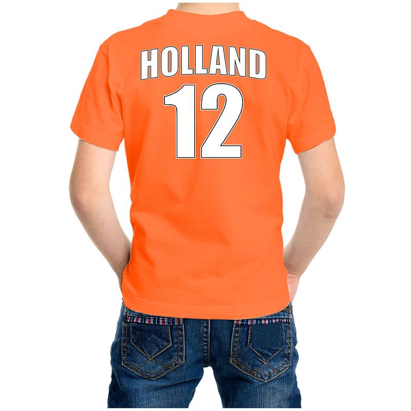 Foto van Holland shirt met rugnummer 12 - nederland fan t-shirt / outfit voor kinderen xl (158-164) - feestshirts