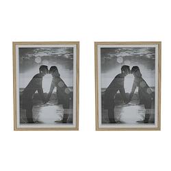 Foto van 2x stuks fotolijstjes naturel 20 x 15 cm geschikt voor een foto van 18 x 13 cm - fotolijsten