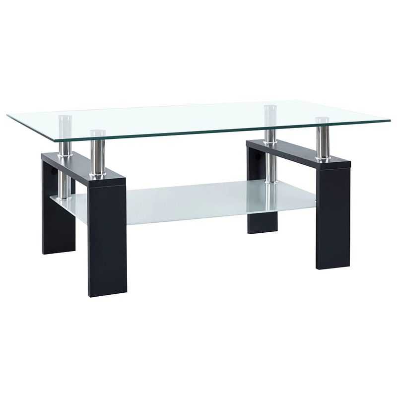 Foto van Infiori salontafel 95x55x40 cm gehard glas transparant en zwart