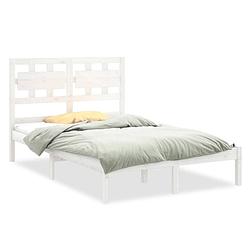 Foto van The living store bedframe - hout - 205.5 x 145.5 x 100 cm - wit - grenenhout