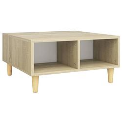 Foto van The living store salontafel - scandinavische stijl - met opbergschappen - 60 x 60 x 30 cm - wit en sonoma eiken -