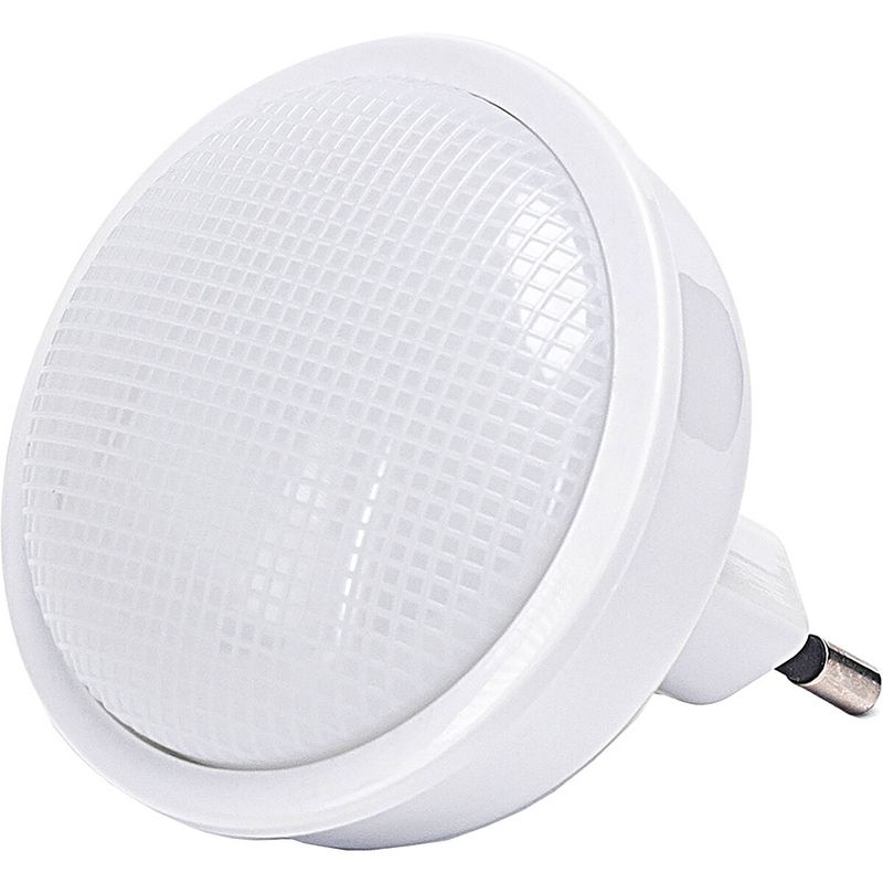 Foto van Stekkerlamp - nachtlamp met dag en nacht sensor - aigi qpoi - 0.3w - warm wit 3000k - rond - mat wit - kunststof