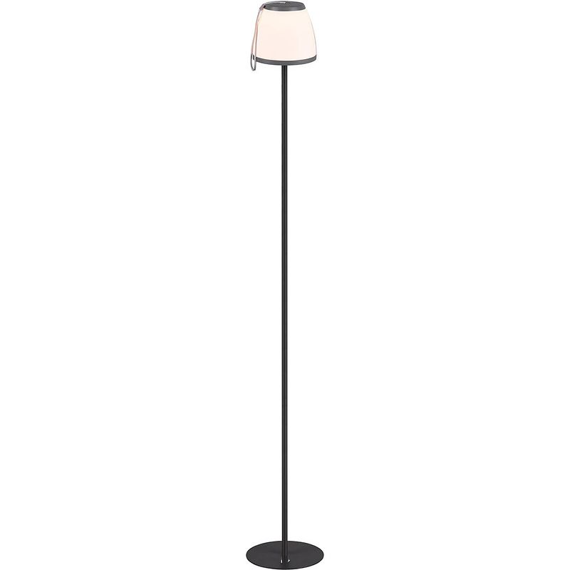 Foto van Led vloerlamp - trion dimgo - 2w - warm wit 3000k - spatwaterdicht ip44 - usb oplaadbaar - rond - antraciet - kunststof