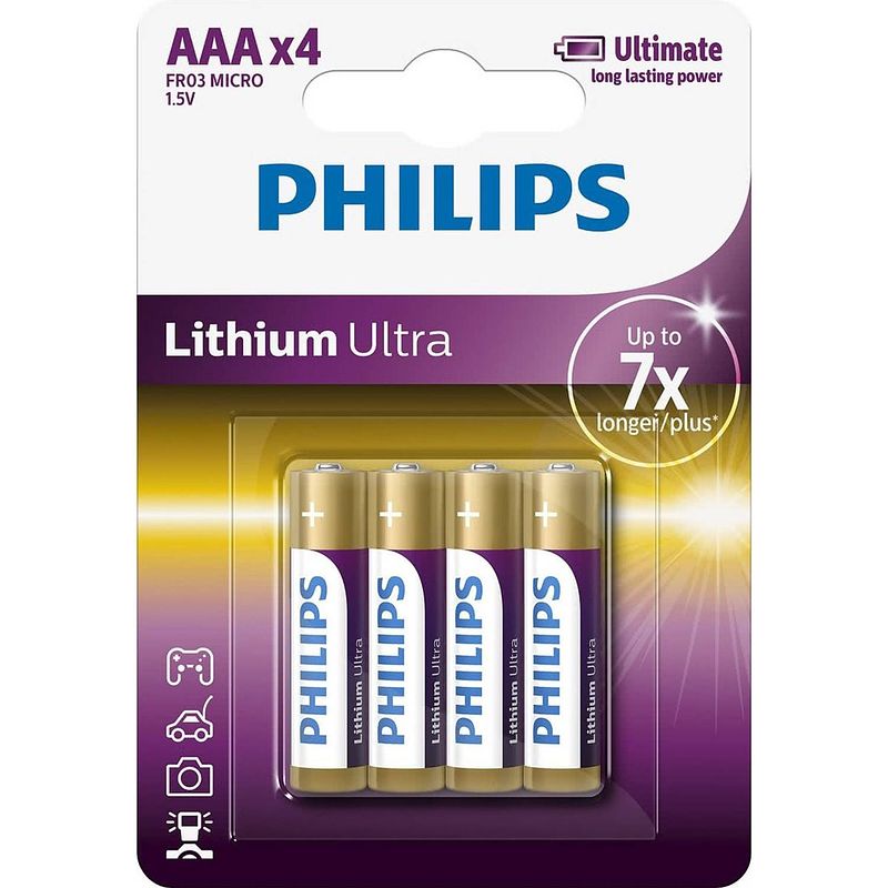 Foto van Philips aaa lithium ultra batterijen - 4 stuks