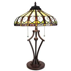 Foto van Lumilamp tiffany tafellamp ø 41x64 cm beige groen glas rond tiffany bureaulamp tiffany lampen glas in lood beige