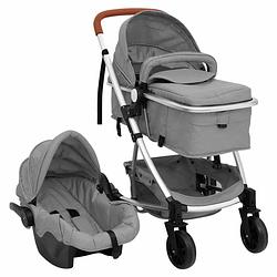 Foto van Vidaxl kinderwagen 3-in-1 aluminium lichtgrijs