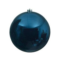 Foto van 3 stuks! kerstbal plastic glans diameter 14cm nacht blauw ksd