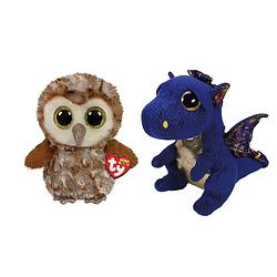 Foto van Ty - knuffel - beanie buddy - percy owl & saffire dragon