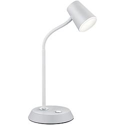Foto van Led bureaulamp - tafelverlichting - trion narca - 4w - warm wit 3000k - rond - mat wit - aluminium