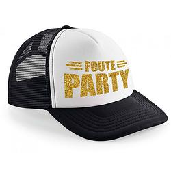 Foto van Foute party gouden letters snapback cap/ truckers petje zwart voor dames en heren - verkleedhoofddeksels