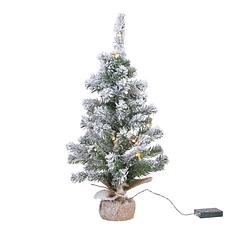 Foto van Kunstboom/kunst kerstboom met sneeuw en licht 60 cm - kunstkerstboom
