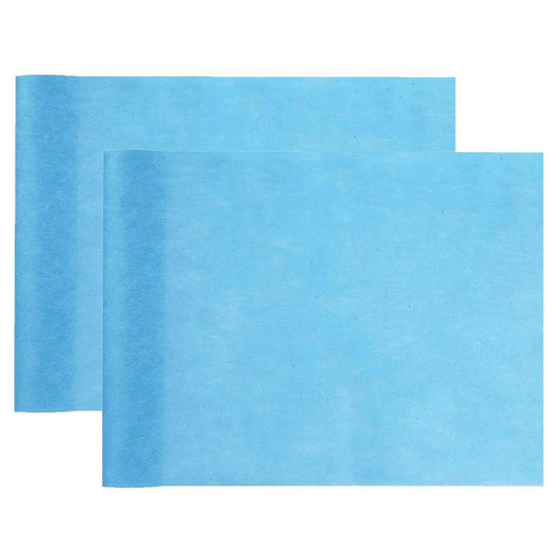 Foto van Tafelloper op rol - 2x - turquoise blauw - 30 cm x 10 m - non woven polyester - feesttafelkleden