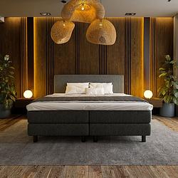 Foto van 2-persoons boxspring hotel - antraciet 160x200 cm - pocketvering - inclusief topper - dekbed-discounter.nl