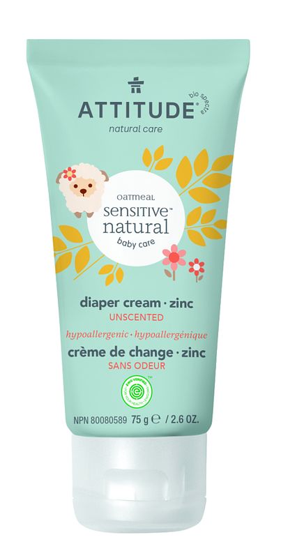 Foto van Attitude oatmeal sensitive natural baby care luiercrème zink