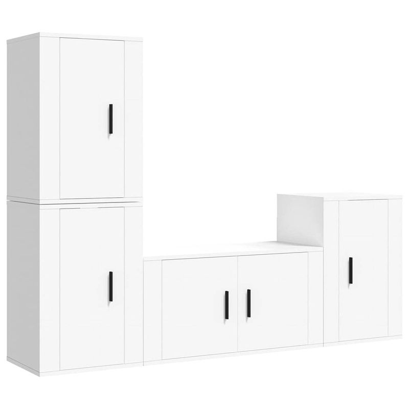 Foto van The living store klassieke televisiekastenset - wit - 80x34.5x40 cm - 40x34.5x60 cm - bewerkt hout