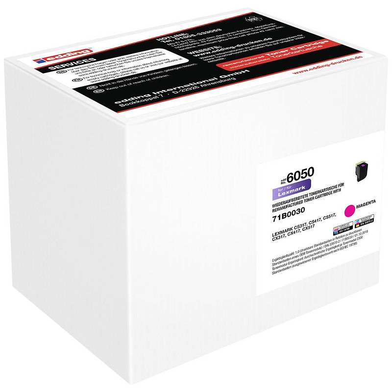 Foto van Edding toner vervangt lexmark 71b0030 / 71b20m0 compatibel magenta 2300 bladzijden edd-6050