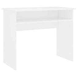 Foto van The living store bureau bureau - 90 x 50 x 74 cm - bewerkt hout - wit - met opbergschap