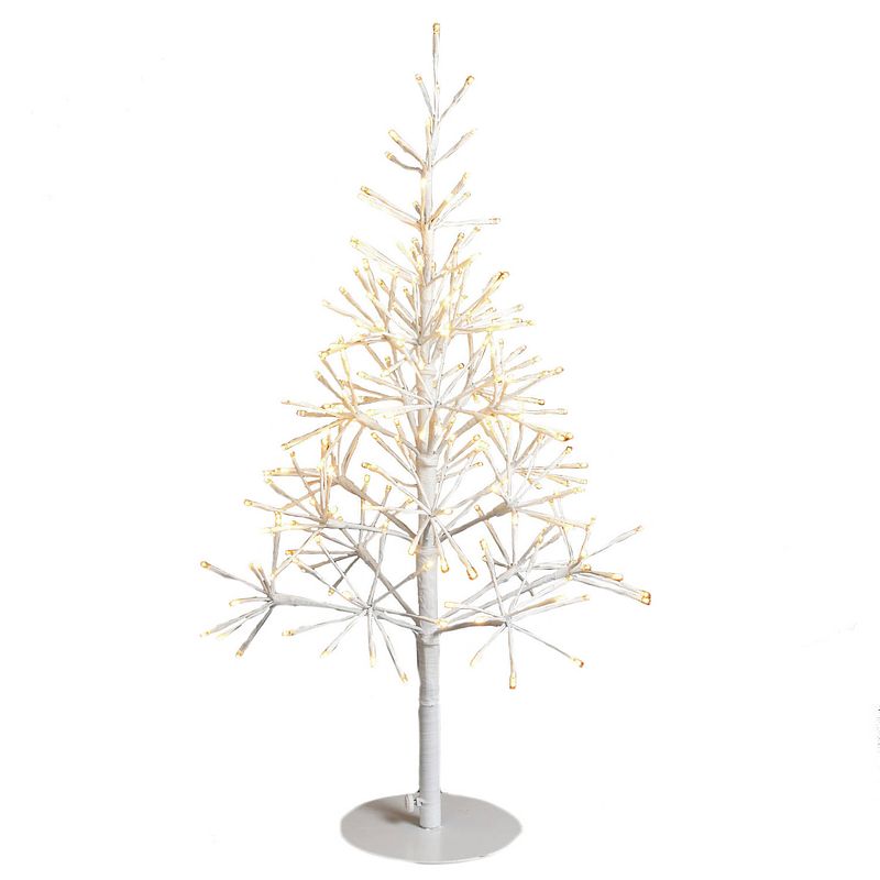 Foto van Verlichte witte boompjes / lichtbomen 88 x 50 cm kerstdecoraties - kerstverlichting figuur