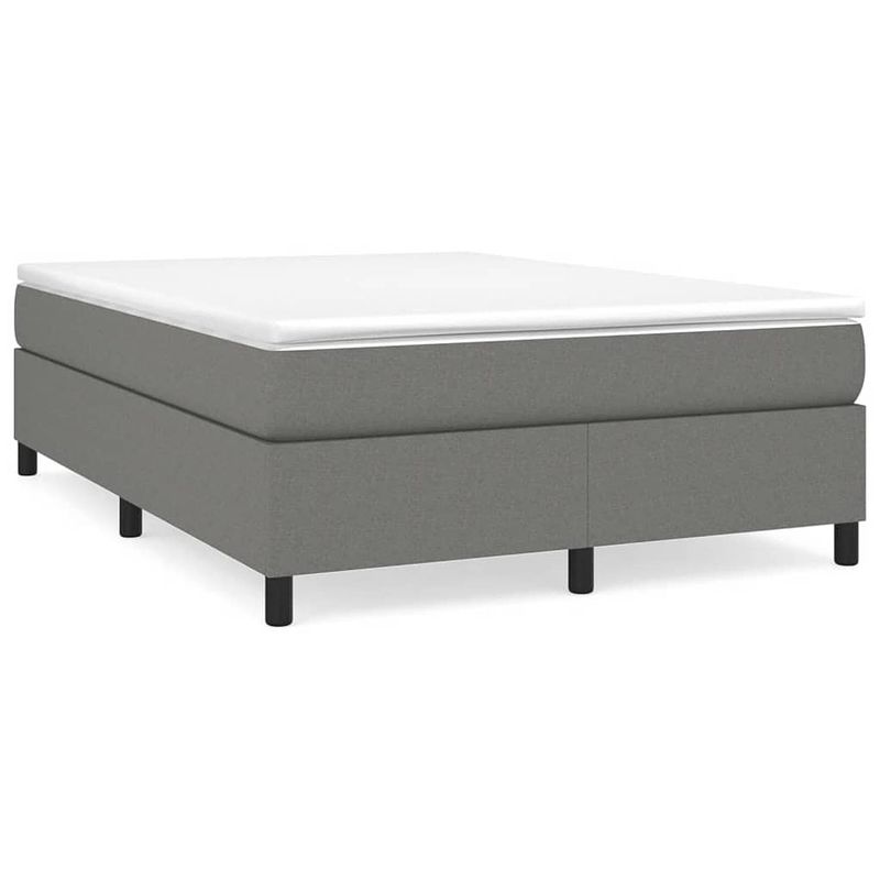 Foto van The living store boxspringbed - donkergrijs - 140 x 200 x 35 cm - pocketvering matras