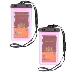 Foto van 2x stuks bellatio design waterdicht documententasje / waardevolle spullenhoesje - roze - telefoonhoesjes