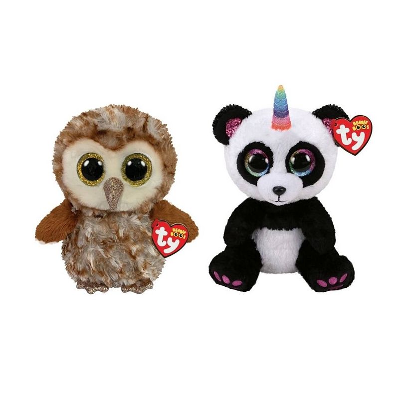 Foto van Ty - knuffel - beanie buddy - percy owl & paris panda