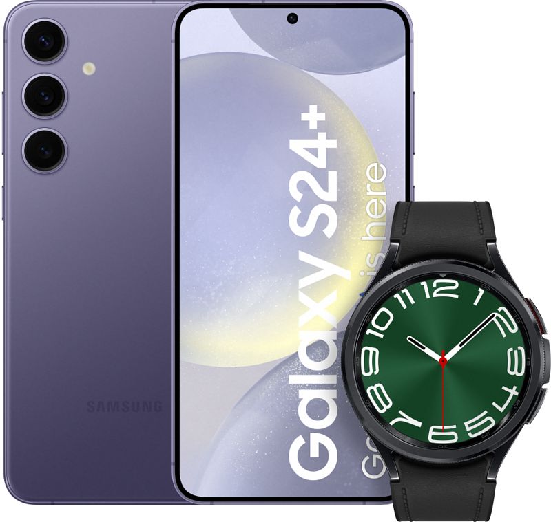 Foto van Samsung galaxy s24 plus 256gb paars 5g + galaxy watch 6 classic zwart 47mm