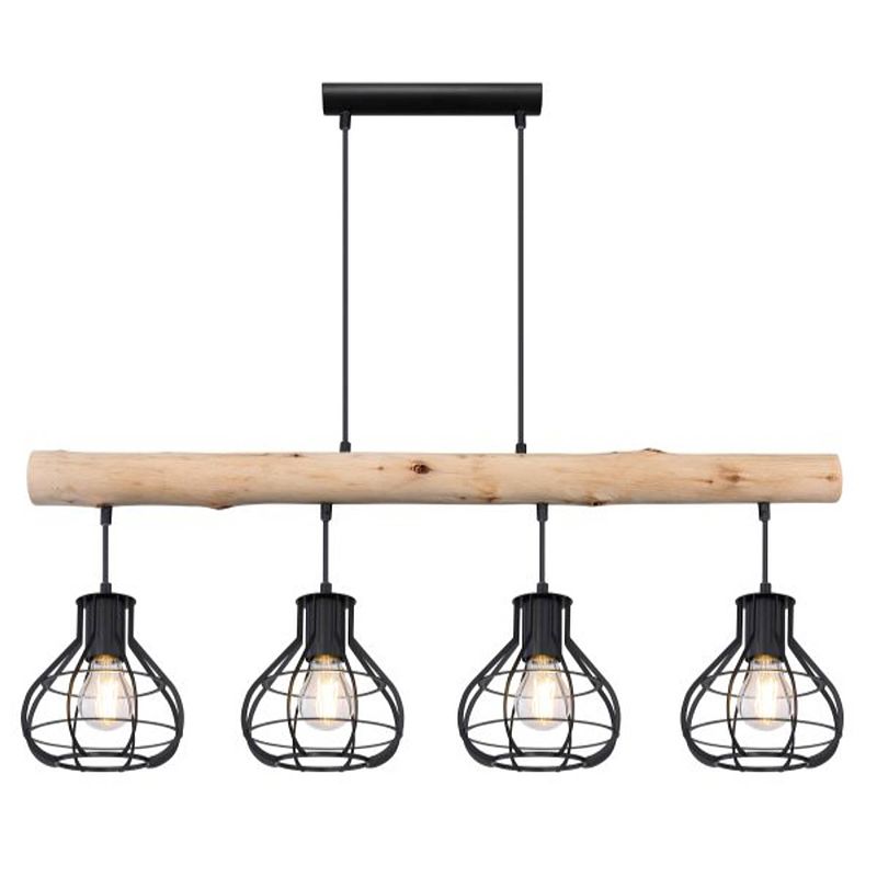 Foto van Industriële hanglamp clastra - l:90cm - e27 - metaal - zwart