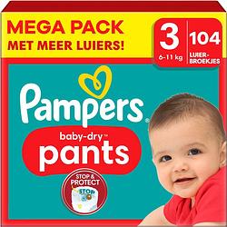 Foto van Pampers - baby dry pants - maat 3 - mega pack - 104 stuks - 6/11 kg