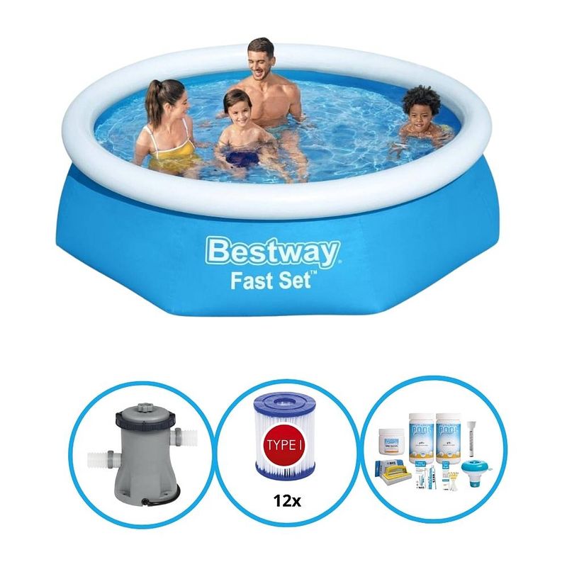 Foto van Bestway zwembad fast set 244x61 cm - zwembad bundel