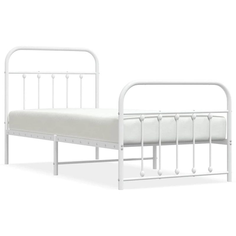 Foto van The living store bedframe metaal - klassiek - 207x95x100 cm - wit