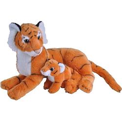 Foto van Wild republic knuffel tijger 30 cm junior pluche oranje/wit 2-delig