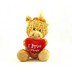 Foto van Pluche i love you giraffe knuffel bruin 14 cm speelgoed - knuffeldier