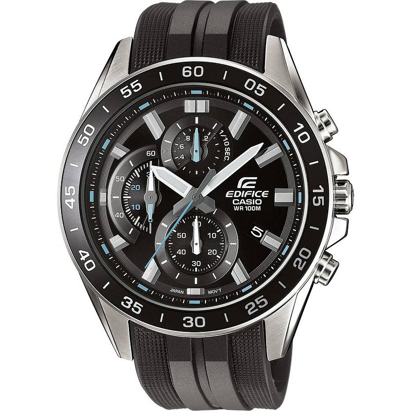 Foto van Casio chronograaf horloge efv-550p-1avuef (l x b x h) 53 x 47 x 12.1 mm zilver, zwart materiaal (behuizing): rvs materiaal (armband): hars