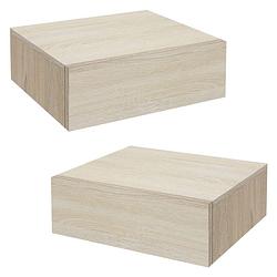 Foto van Ml-design 2-delige set nachtkastje hangend met 1 lade, sonoma eiken, 46x30x15 cm, hout, greeploos