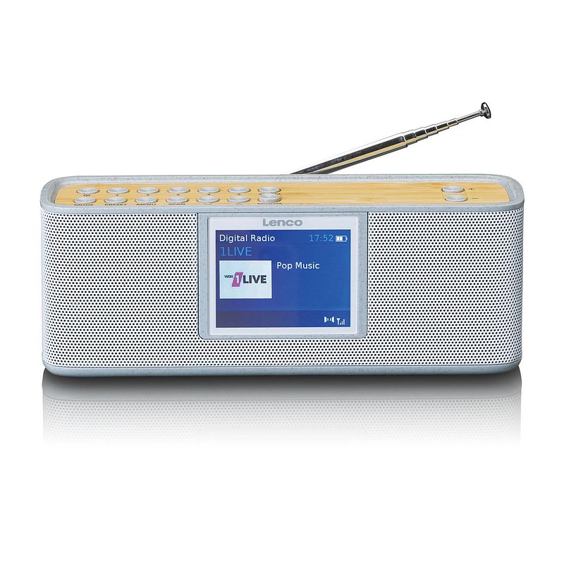 Foto van Eco dab+ radio met bluetooth 5.0 lenco bamboe-wit