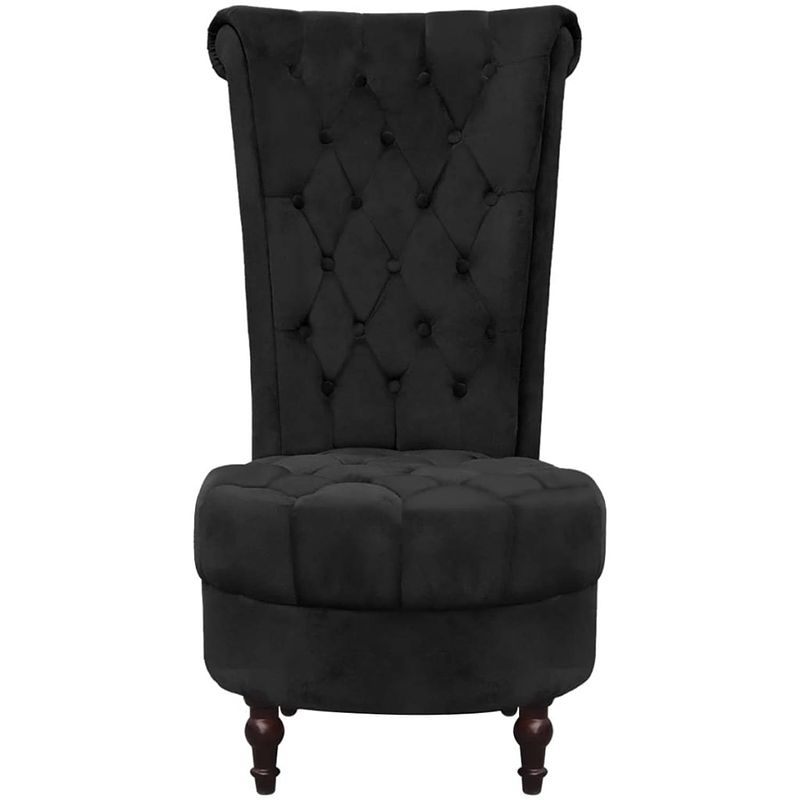 Foto van The living store fauteuil - hoge rugleuning - houten frame - zwart - 63 x 85 x 119.5 cm