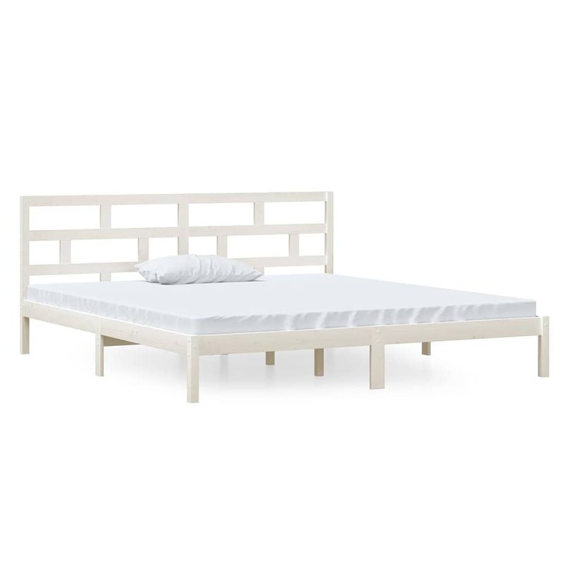 Foto van The living store bedframe massief grenenhout wit 140x190 cm - bed