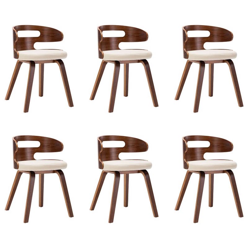 Foto van The living store eetkamerstoelen - set van 6 - crème en donkerbruin - kunstleer - 48x49x68cm