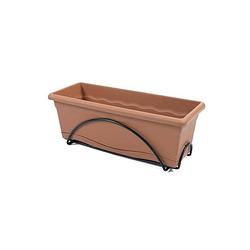 Foto van Plastiken jardiniere 50x20cm met dienblad en balkonsteun - terracotta