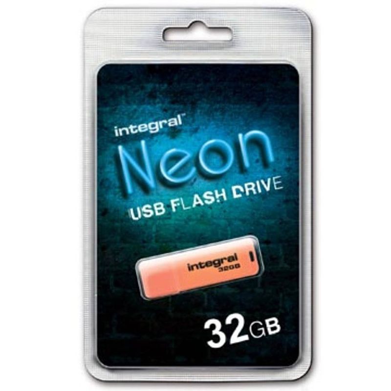 Foto van Integral neon usb 2.0 stick, 32 gb, oranje