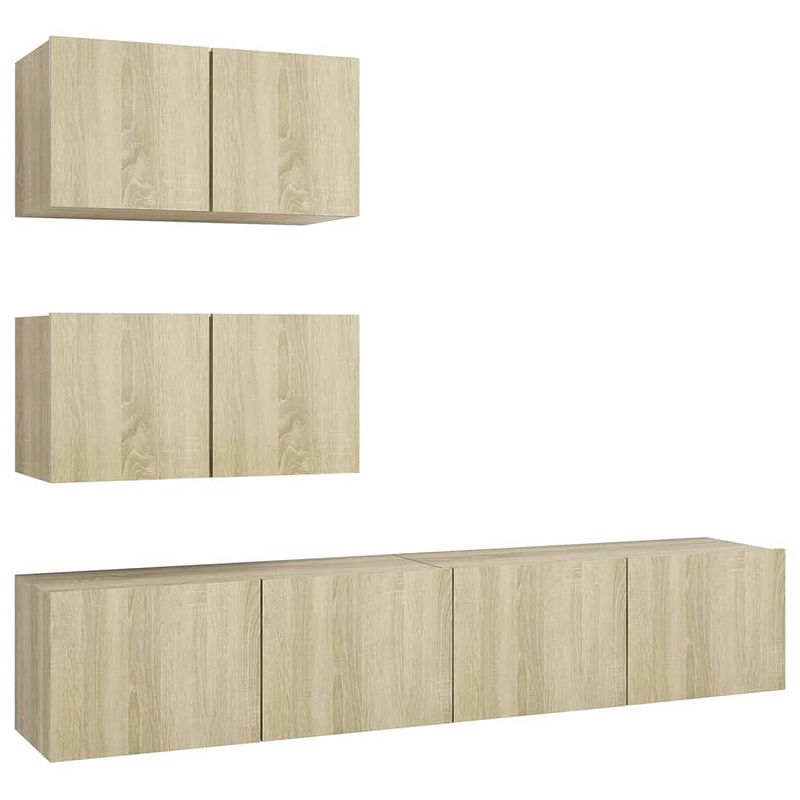 Foto van The living store tv meubelset hangend - 60 x 30 x 30 cm - 80 x 30 x 30 cm - sonoma eiken - spaanplaat