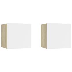 Foto van The living store televisiekastenset - wit en sonoma eiken - 30.5 x 30 x 30 cm - deur links/rechts - bewerkt hout