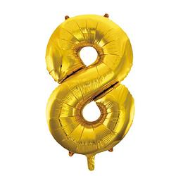 Foto van Wefiesta folieballon cijfer 8 goud 86 cm
